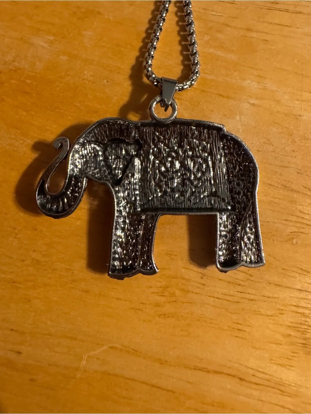 Stainless Steel Silver Tone Elephant Necklace